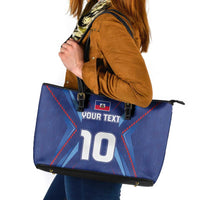 Custom Haiti National Football Leather Tote Bag Sporty Style - Wonder Print Shop