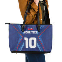 Custom Haiti National Football Leather Tote Bag Sporty Style - Wonder Print Shop