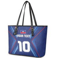 Custom Haiti National Football Leather Tote Bag Sporty Style - Wonder Print Shop
