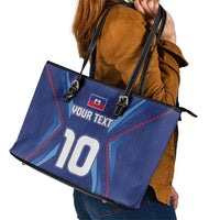Custom Haiti National Football Leather Tote Bag Sporty Style - Wonder Print Shop