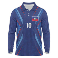 Custom Haiti National Football Long Sleeve Polo Shirt Sporty Style - Wonder Print Shop
