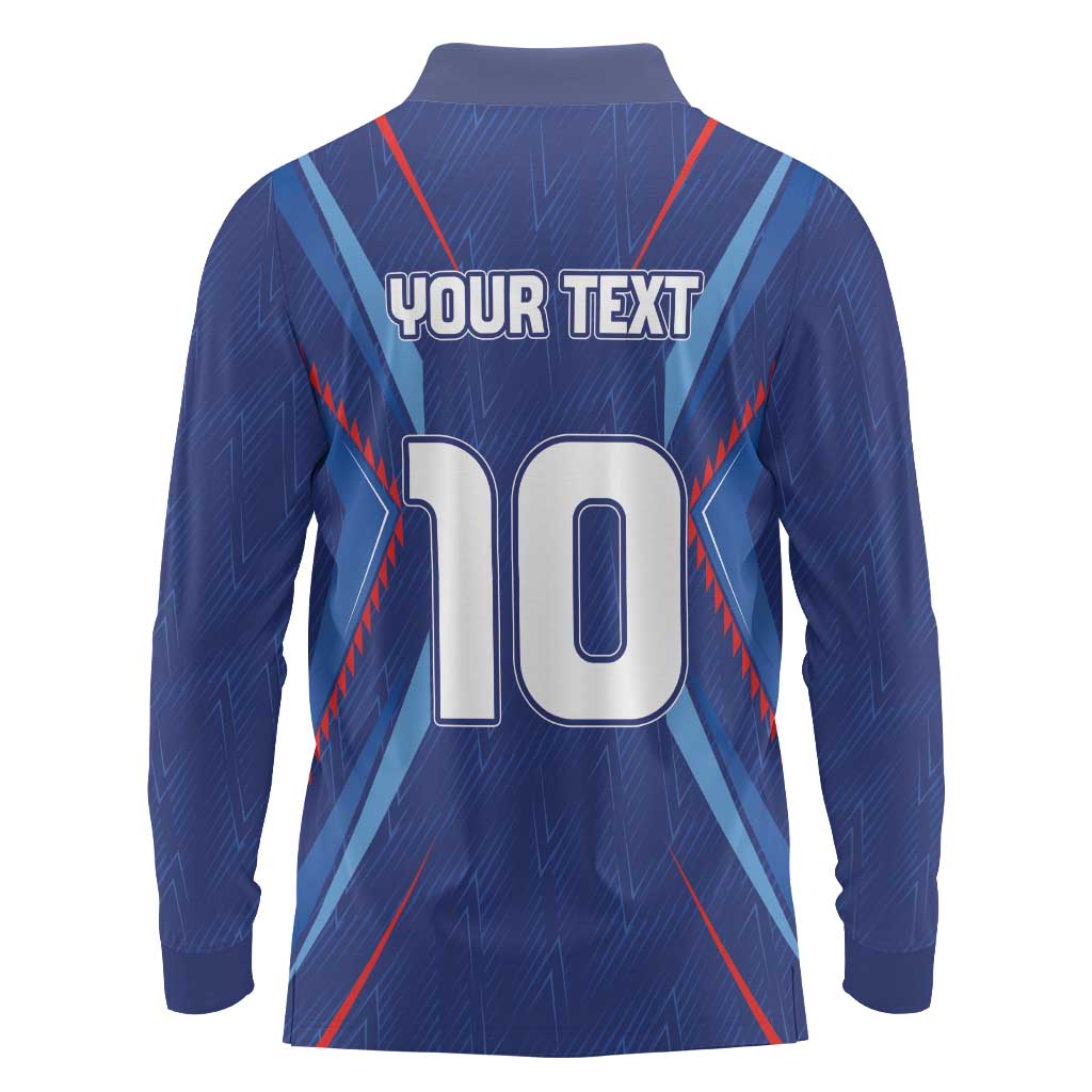 Custom Haiti National Football Long Sleeve Polo Shirt Sporty Style - Wonder Print Shop