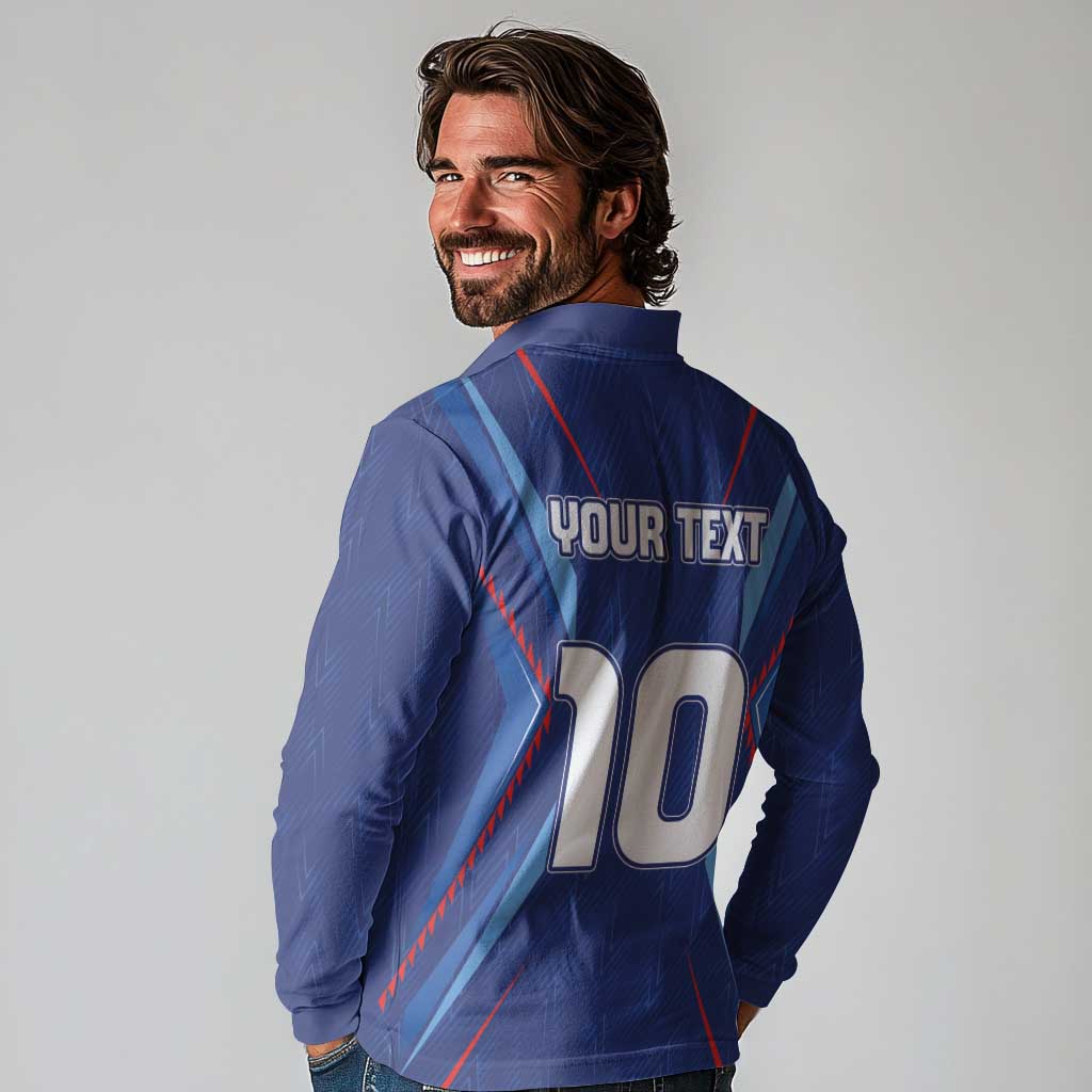 Custom Haiti National Football Long Sleeve Polo Shirt Sporty Style - Wonder Print Shop