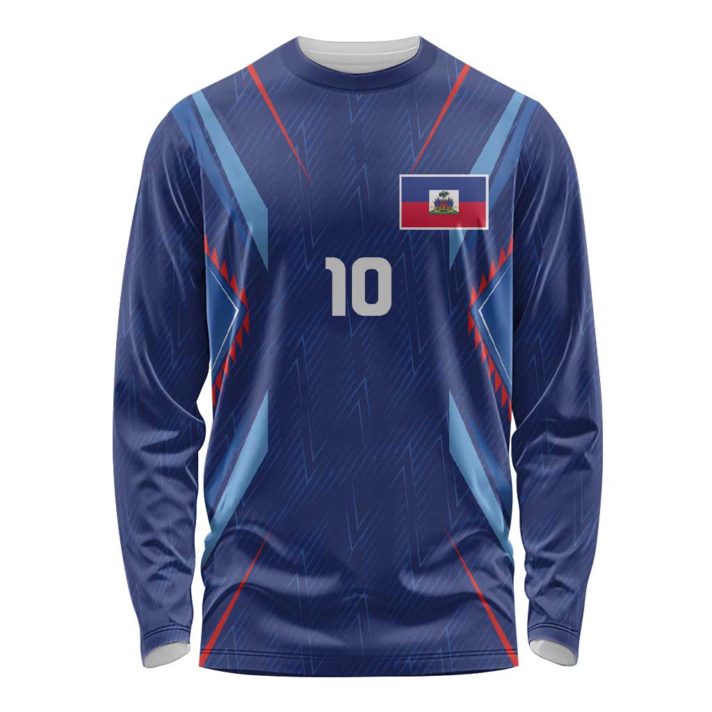 Custom Haiti National Football Long Sleeve Shirt Sporty Style - Wonder Print Shop