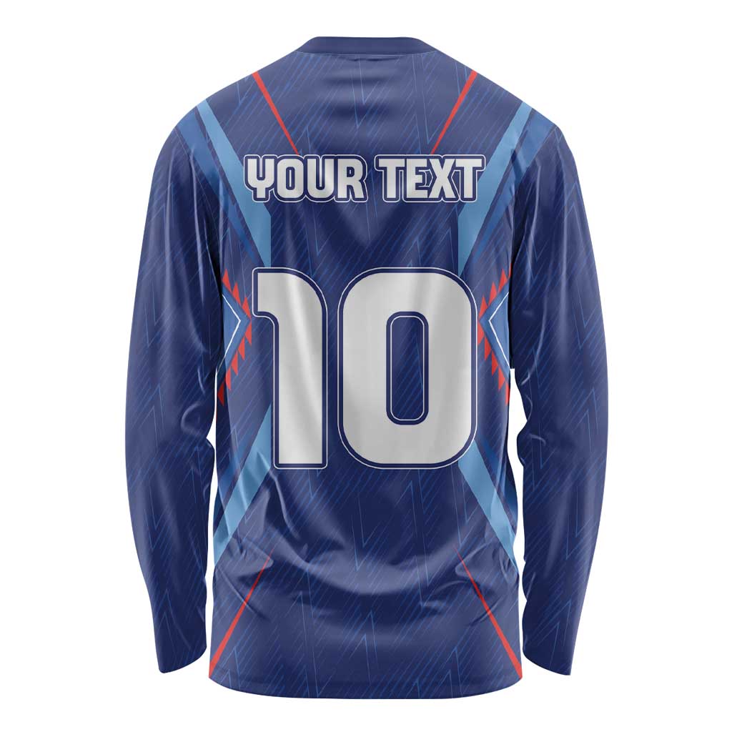 Custom Haiti National Football Long Sleeve Shirt Sporty Style - Wonder Print Shop