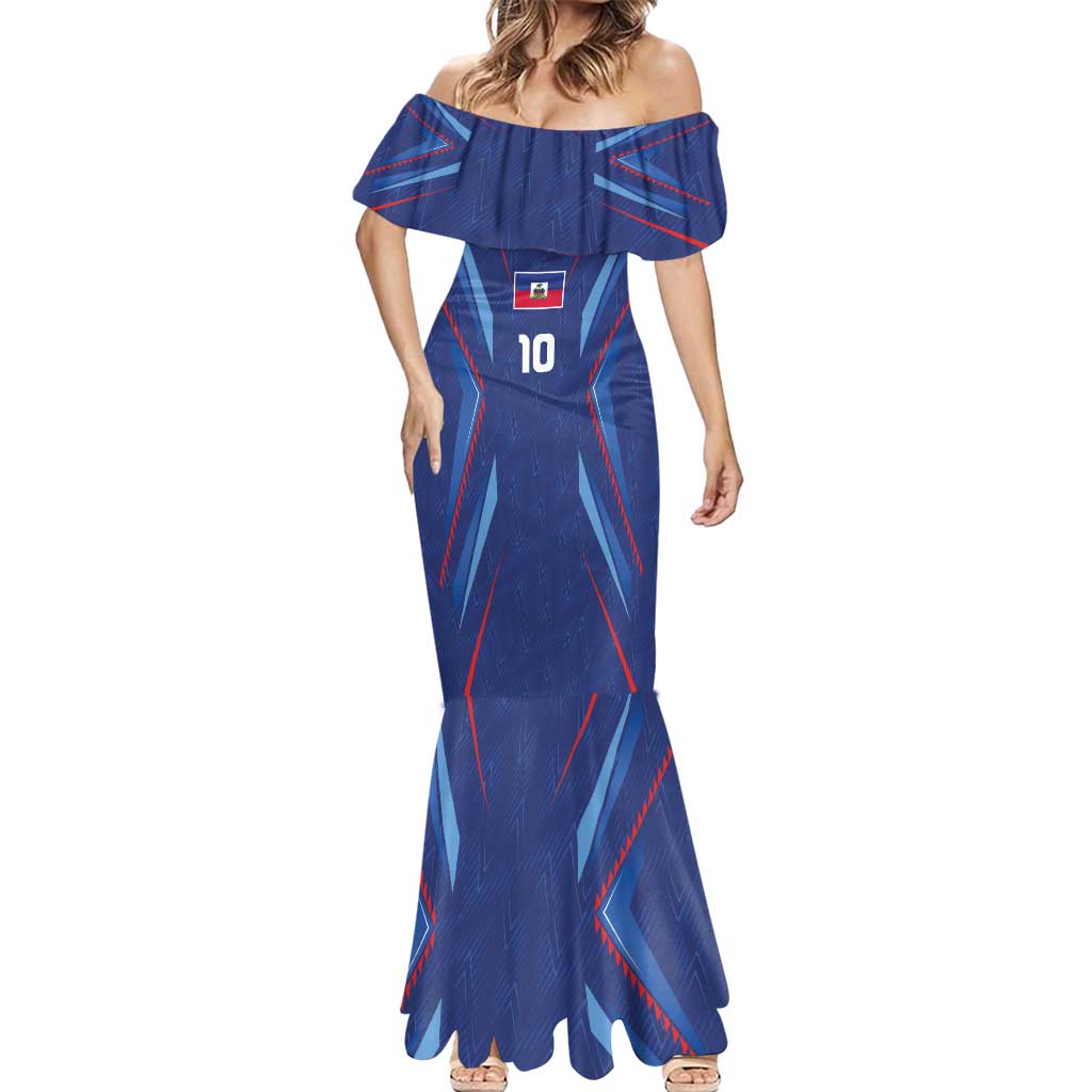 Custom Haiti National Football Mermaid Dress Sporty Style - Wonder Print Shop