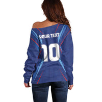 Custom Haiti National Football Off Shoulder Sweater Sporty Style - Wonder Print Shop