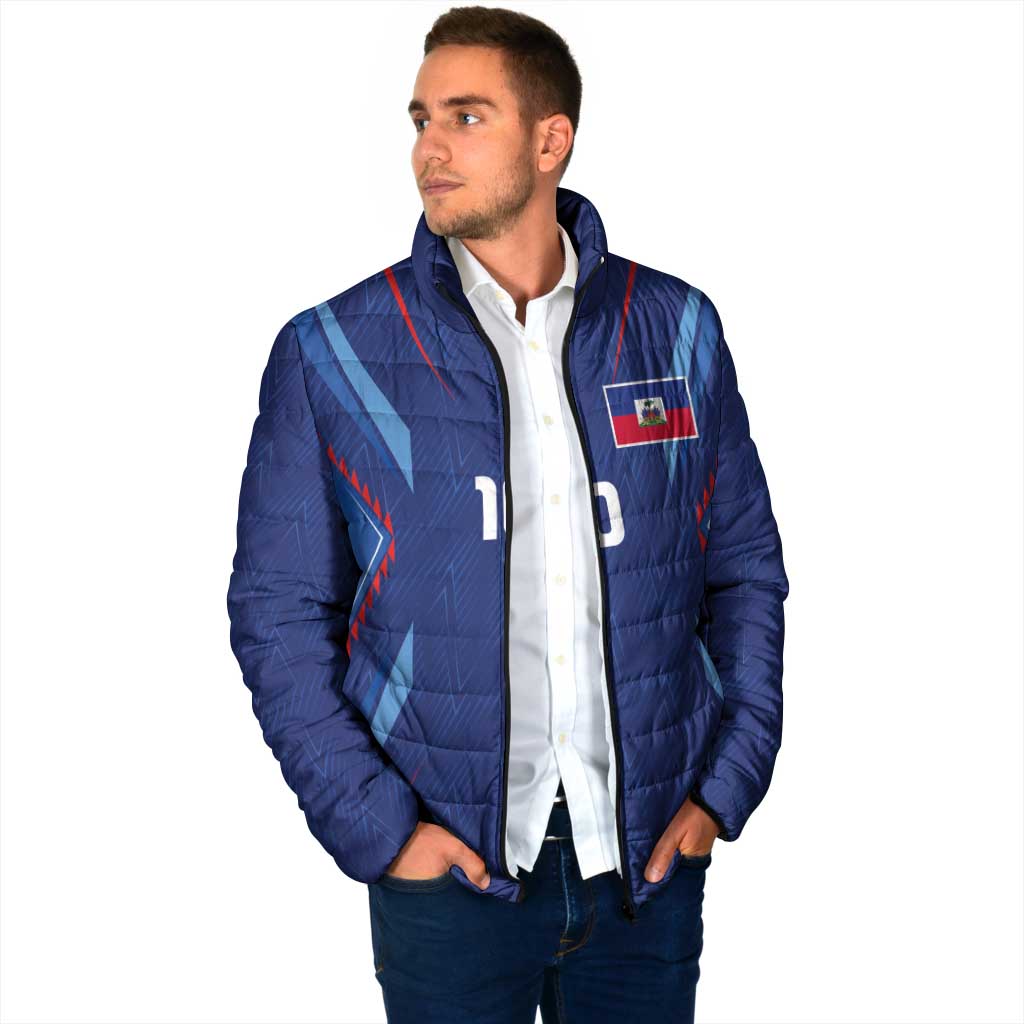 Custom Haiti National Football Padded Jacket Sporty Style - Wonder Print Shop