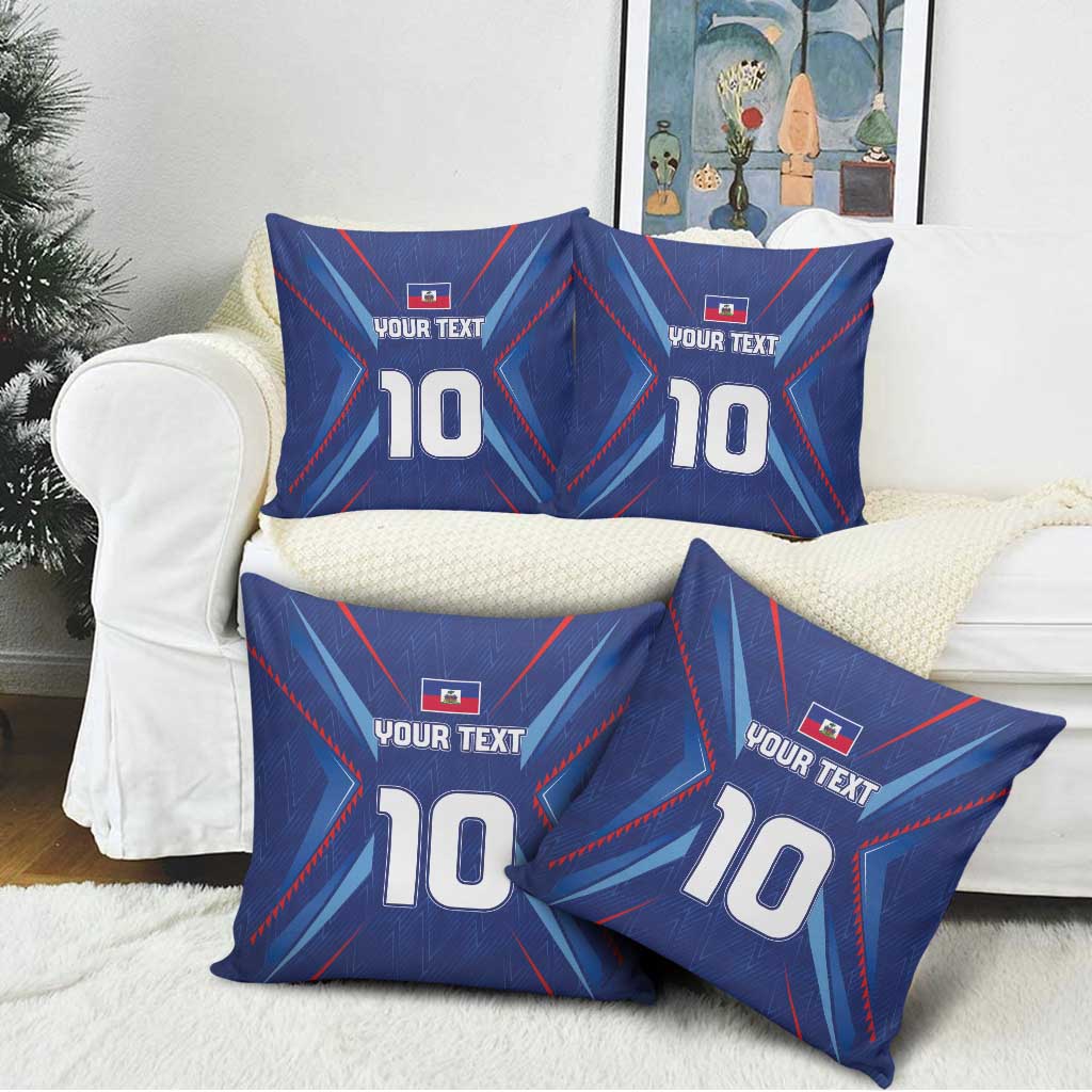 Custom Haiti National Football Pillow Cover Sporty Style - Wonder Print Shop