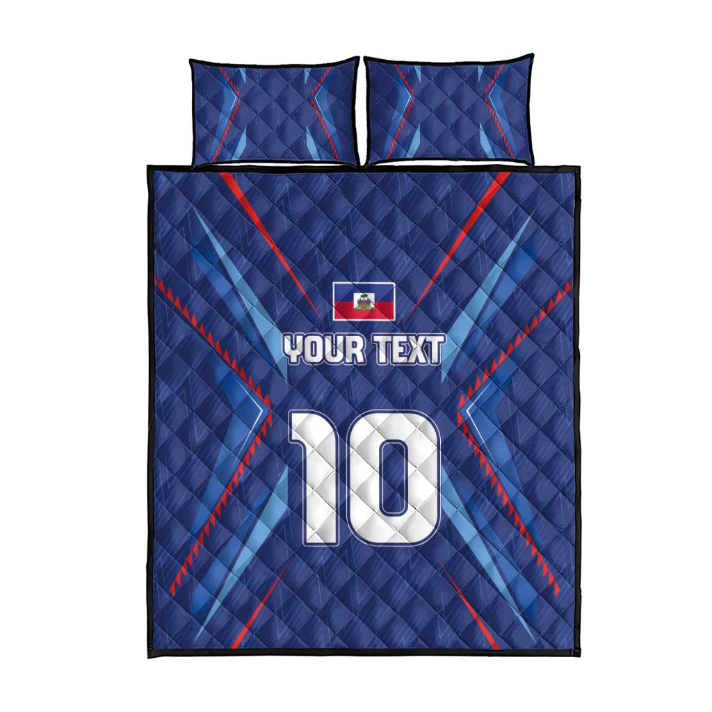 Custom Haiti National Football Quilt Bed Set Sporty Style - Wonder Print Shop