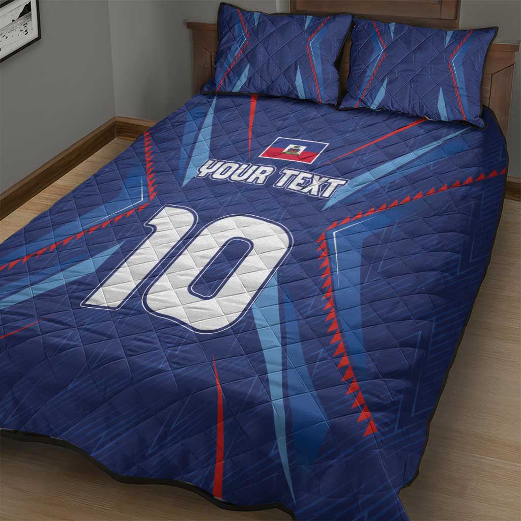 Custom Haiti National Football Quilt Bed Set Sporty Style - Wonder Print Shop