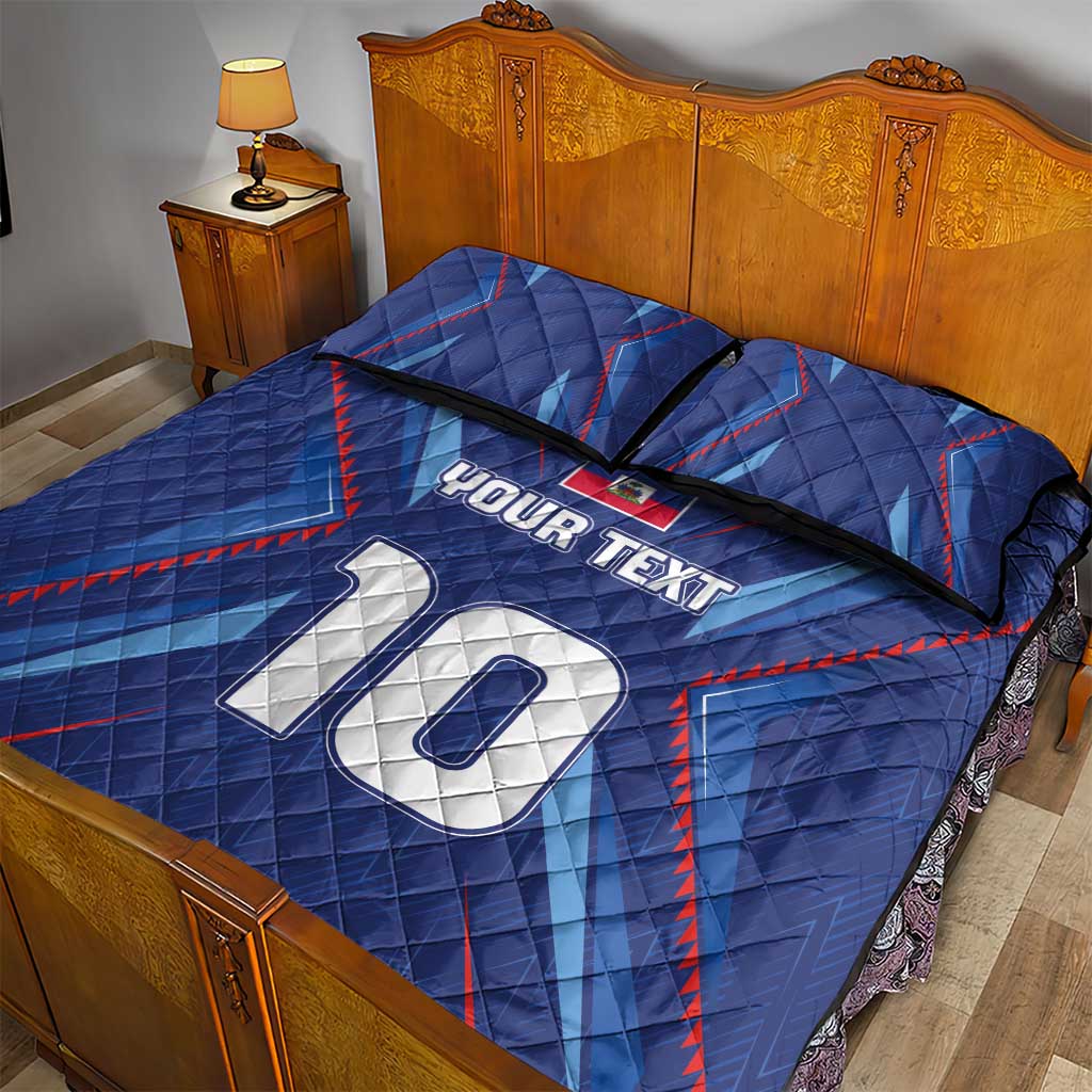 Custom Haiti National Football Quilt Bed Set Sporty Style - Wonder Print Shop