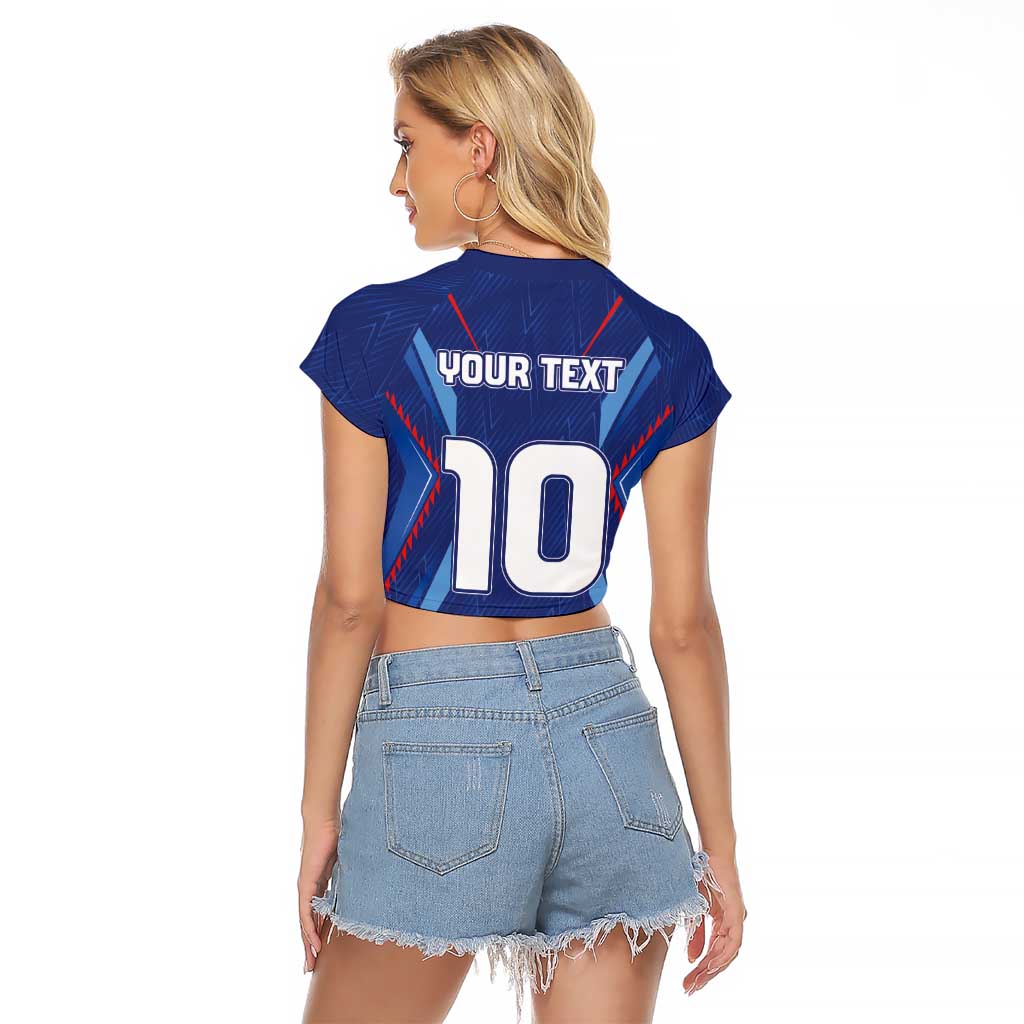 Custom Haiti National Football Raglan Cropped T Shirt Sporty Style - Wonder Print Shop