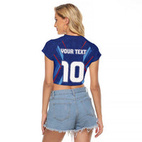 Custom Haiti National Football Raglan Cropped T Shirt Sporty Style - Wonder Print Shop