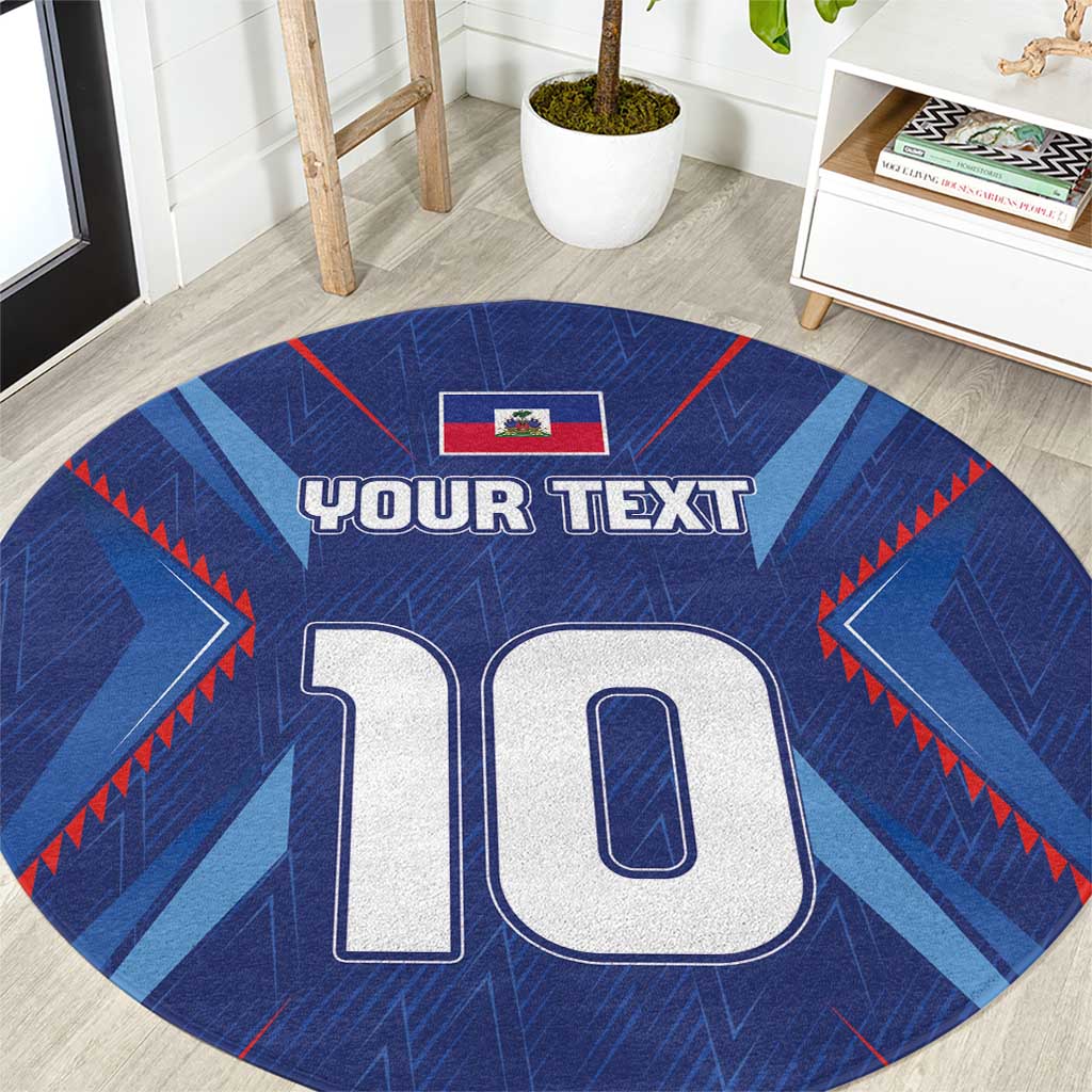 Custom Haiti National Football Round Carpet Sporty Style - Wonder Print Shop
