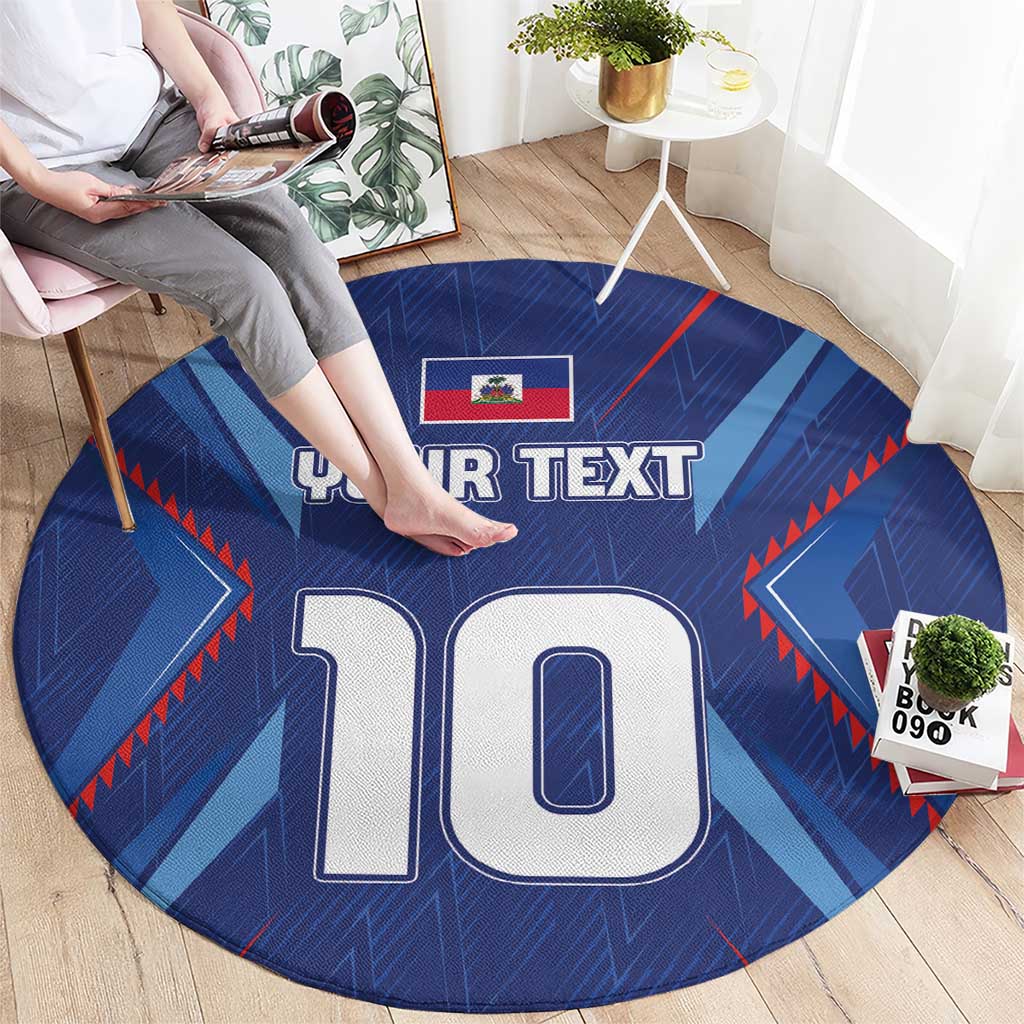 Custom Haiti National Football Round Carpet Sporty Style - Wonder Print Shop