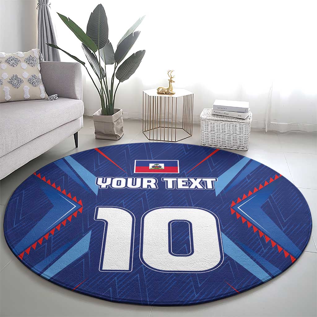 Custom Haiti National Football Round Carpet Sporty Style - Wonder Print Shop