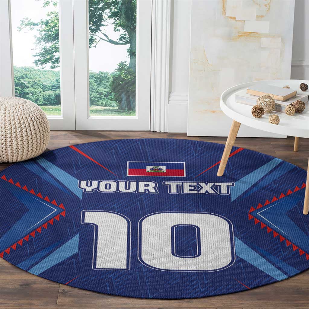Custom Haiti National Football Round Carpet Sporty Style - Wonder Print Shop