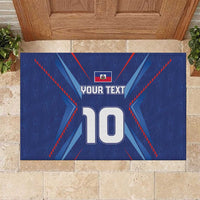 Custom Haiti National Football Rubber Doormat Sporty Style - Wonder Print Shop