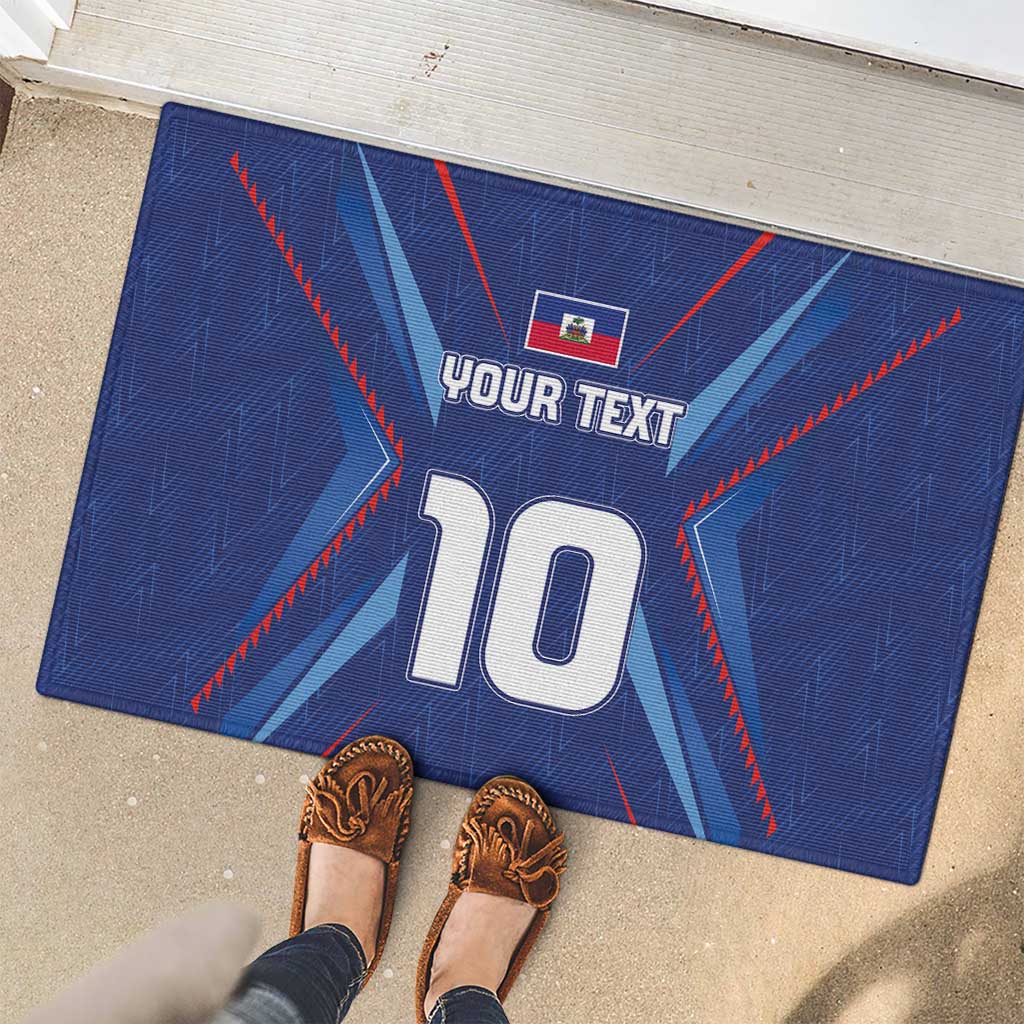 Custom Haiti National Football Rubber Doormat Sporty Style - Wonder Print Shop
