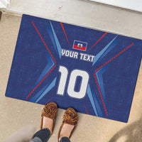 Custom Haiti National Football Rubber Doormat Sporty Style - Wonder Print Shop