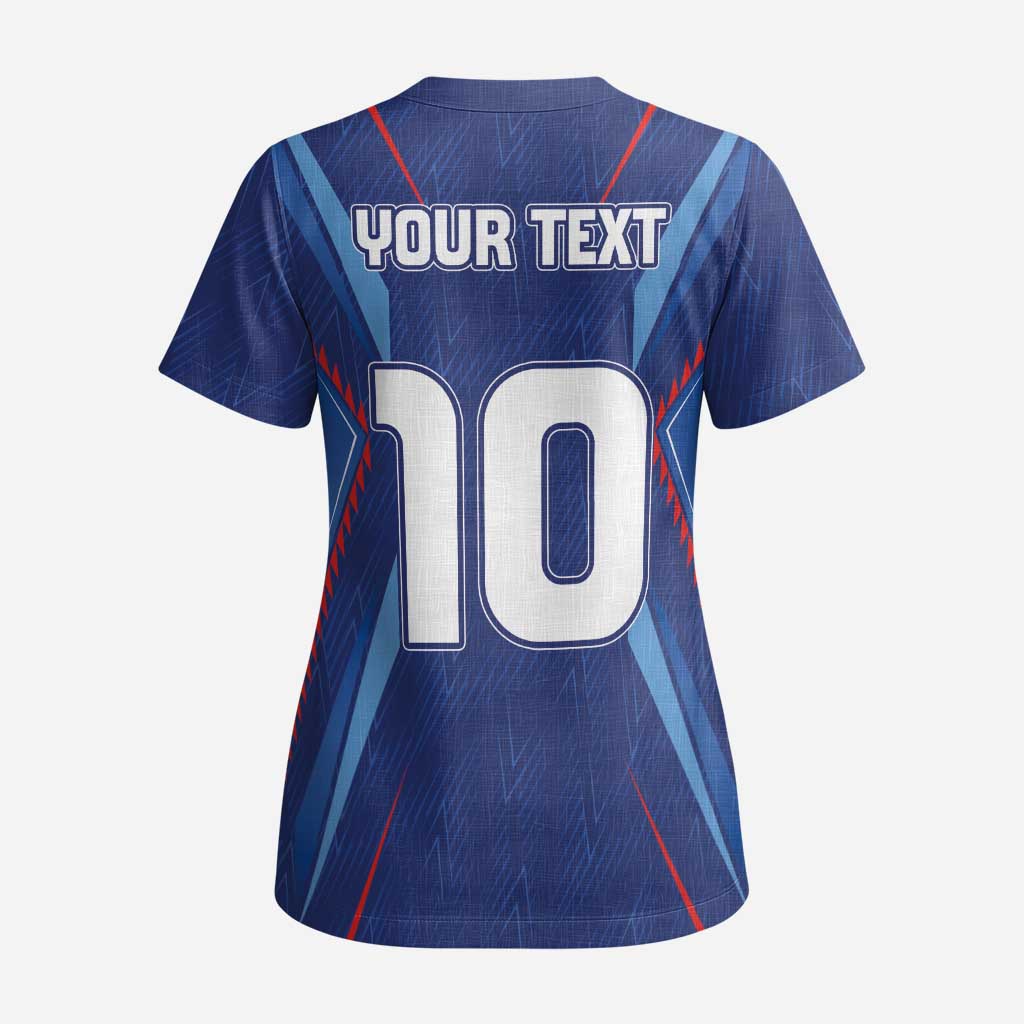 Custom Haiti National Football Scrub Top Sporty Style - Wonder Print Shop