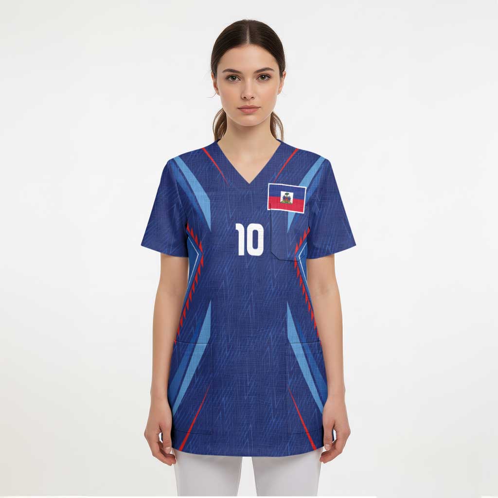 Custom Haiti National Football Scrub Top Sporty Style - Wonder Print Shop