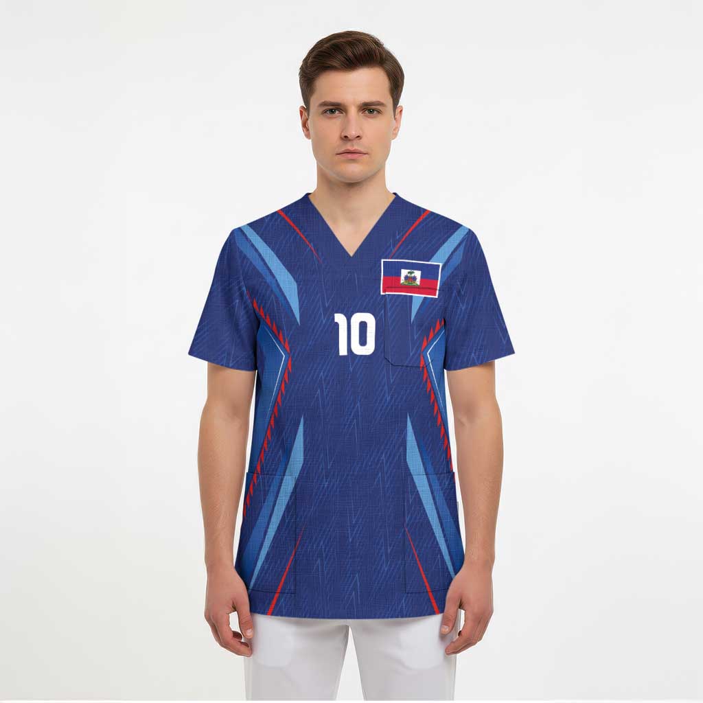 Custom Haiti National Football Scrub Top Sporty Style - Wonder Print Shop