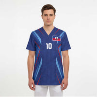 Custom Haiti National Football Scrub Top Sporty Style - Wonder Print Shop