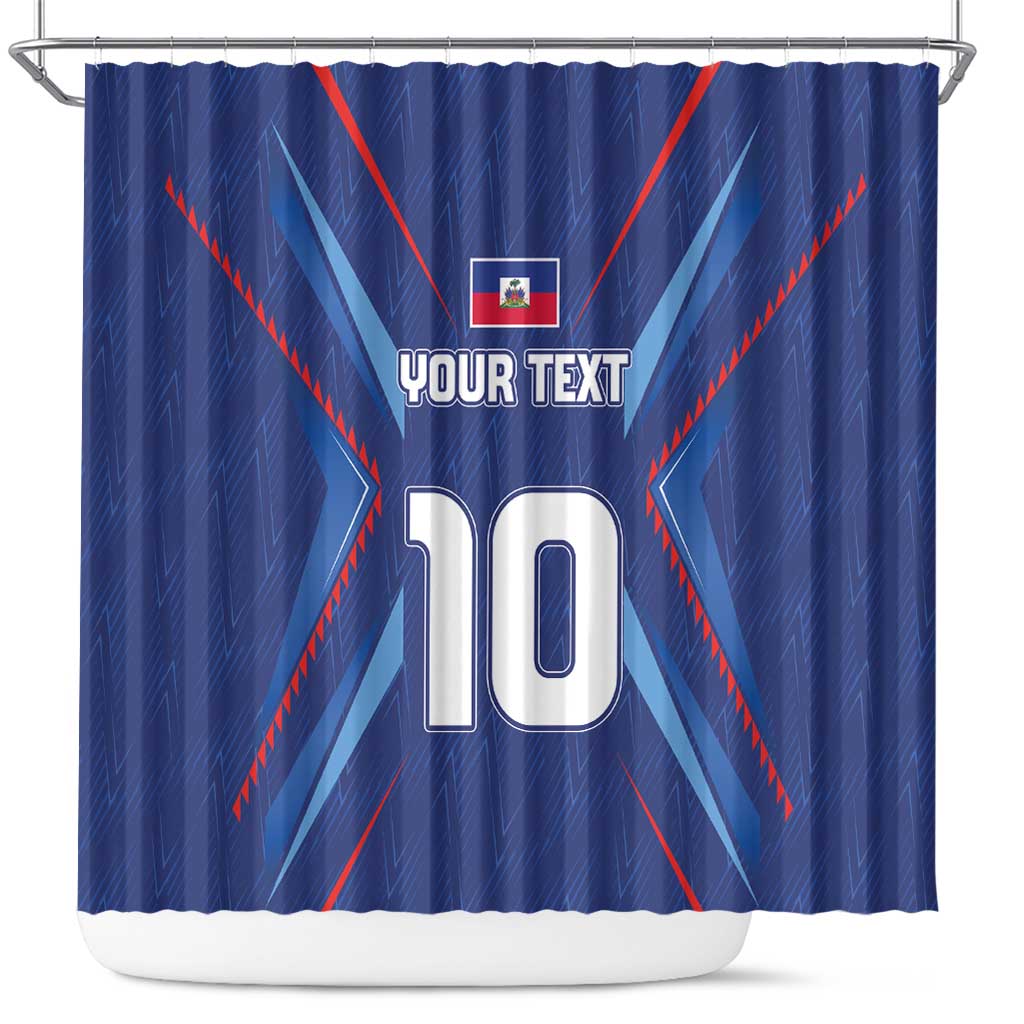 Custom Haiti National Football Shower Curtain Sporty Style - Wonder Print Shop