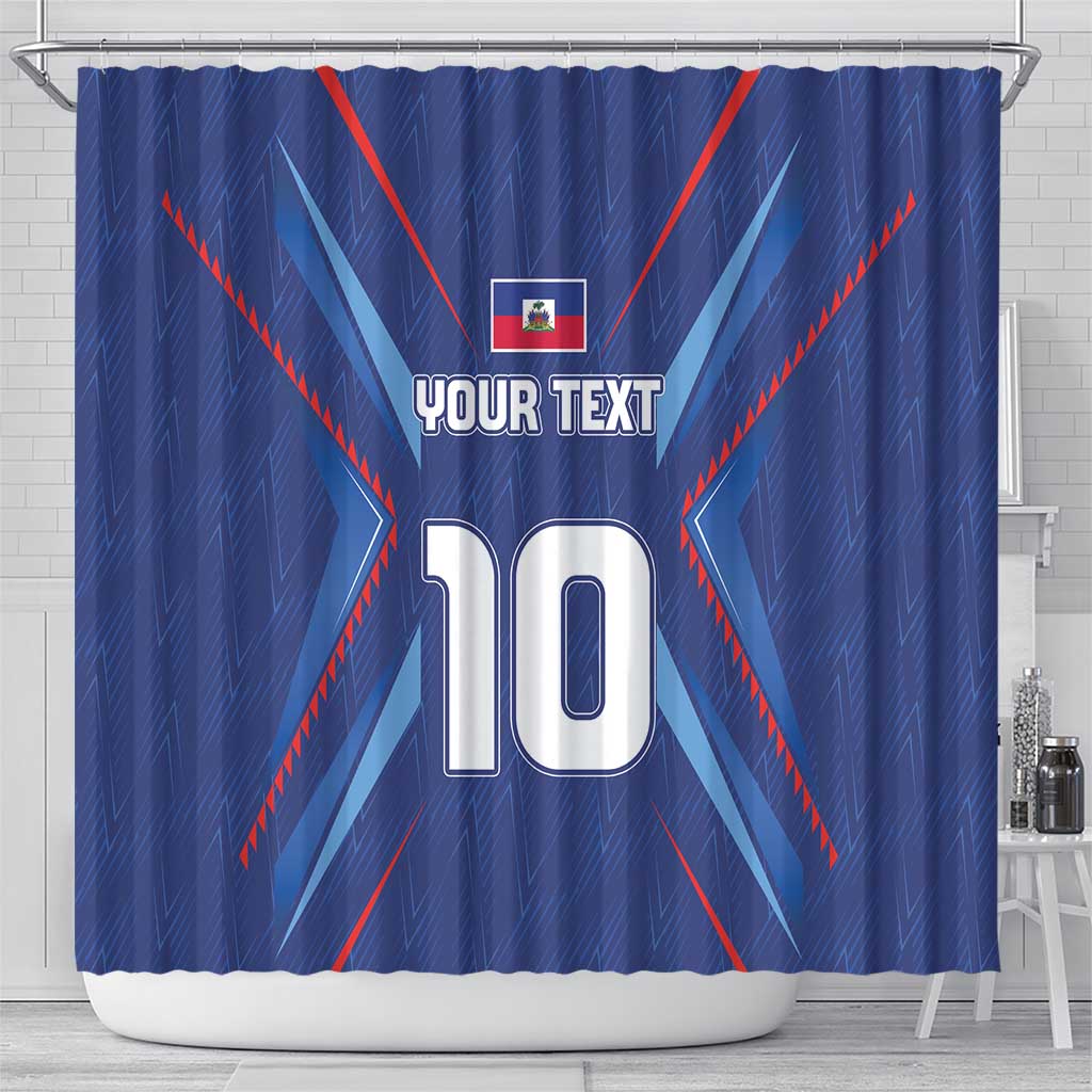 Custom Haiti National Football Shower Curtain Sporty Style - Wonder Print Shop