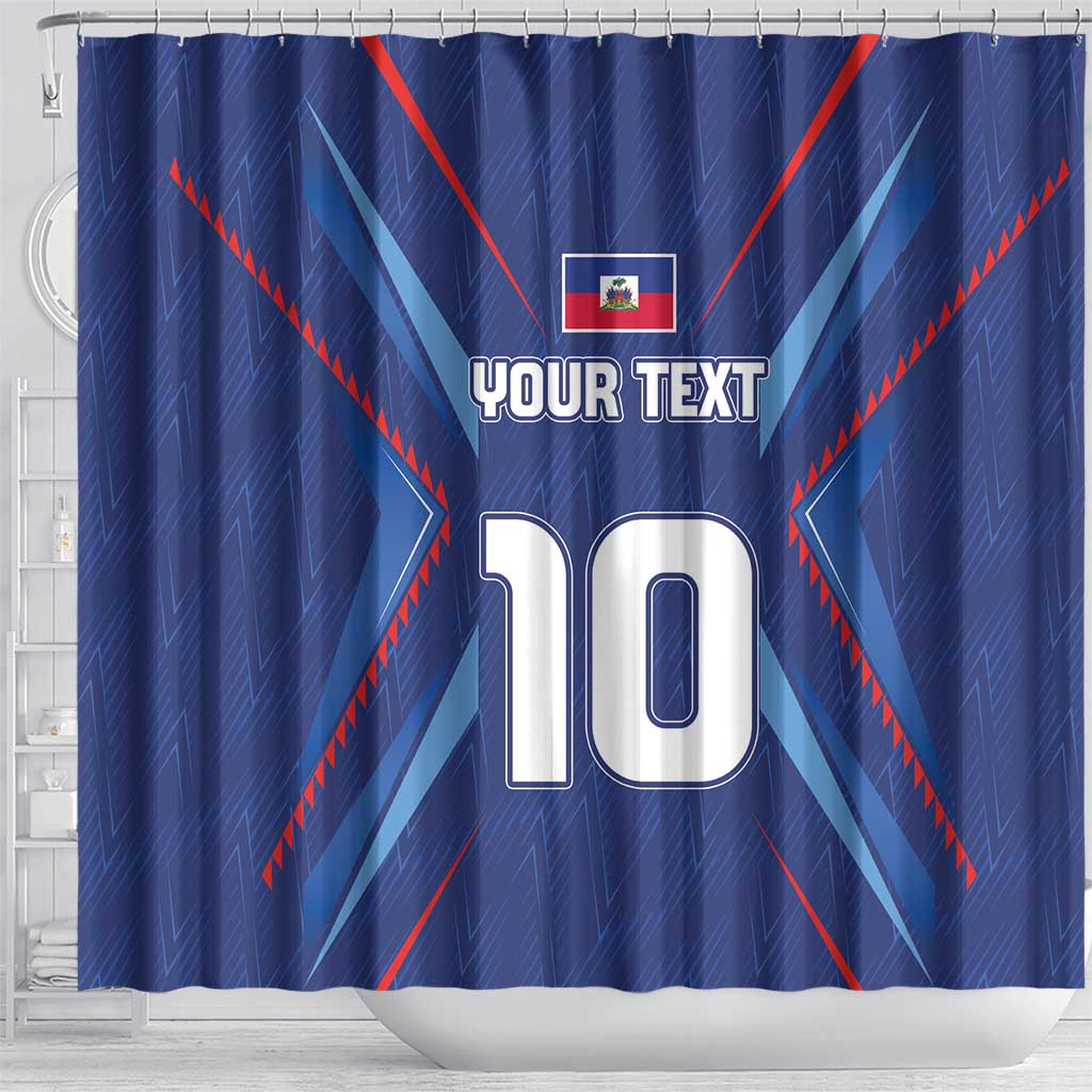 Custom Haiti National Football Shower Curtain Sporty Style - Wonder Print Shop