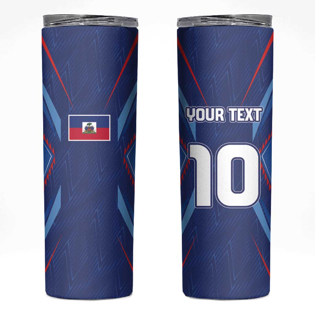 Custom Haiti National Football Skinny Tumbler Sporty Style - Wonder Print Shop