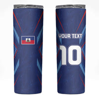 Custom Haiti National Football Skinny Tumbler Sporty Style - Wonder Print Shop