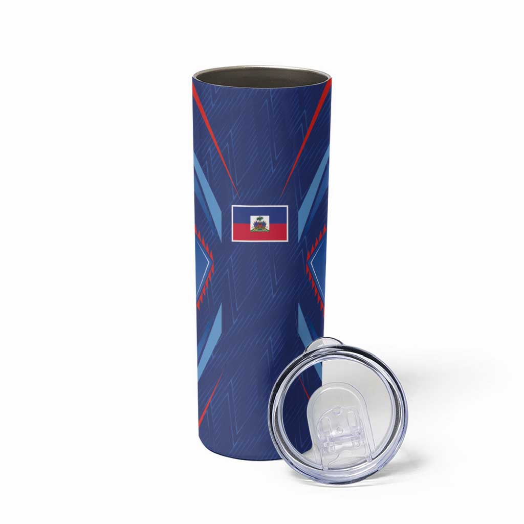 Custom Haiti National Football Skinny Tumbler Sporty Style - Wonder Print Shop
