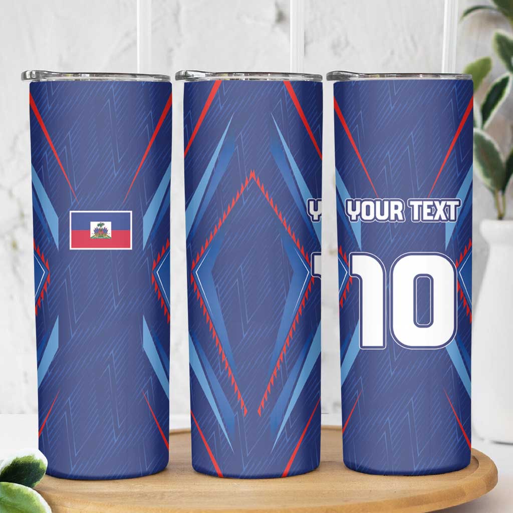 Custom Haiti National Football Skinny Tumbler Sporty Style - Wonder Print Shop