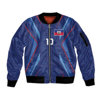 Custom Haiti National Football Sleeve Zip Bomber Jacket Sporty Style - Wonder Print Shop