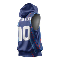 Custom Haiti National Football Sleeveless Hoodie Sporty Style - Wonder Print Shop