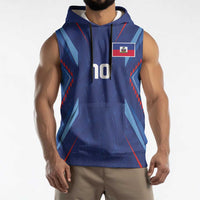Custom Haiti National Football Sleeveless Hoodie Sporty Style - Wonder Print Shop