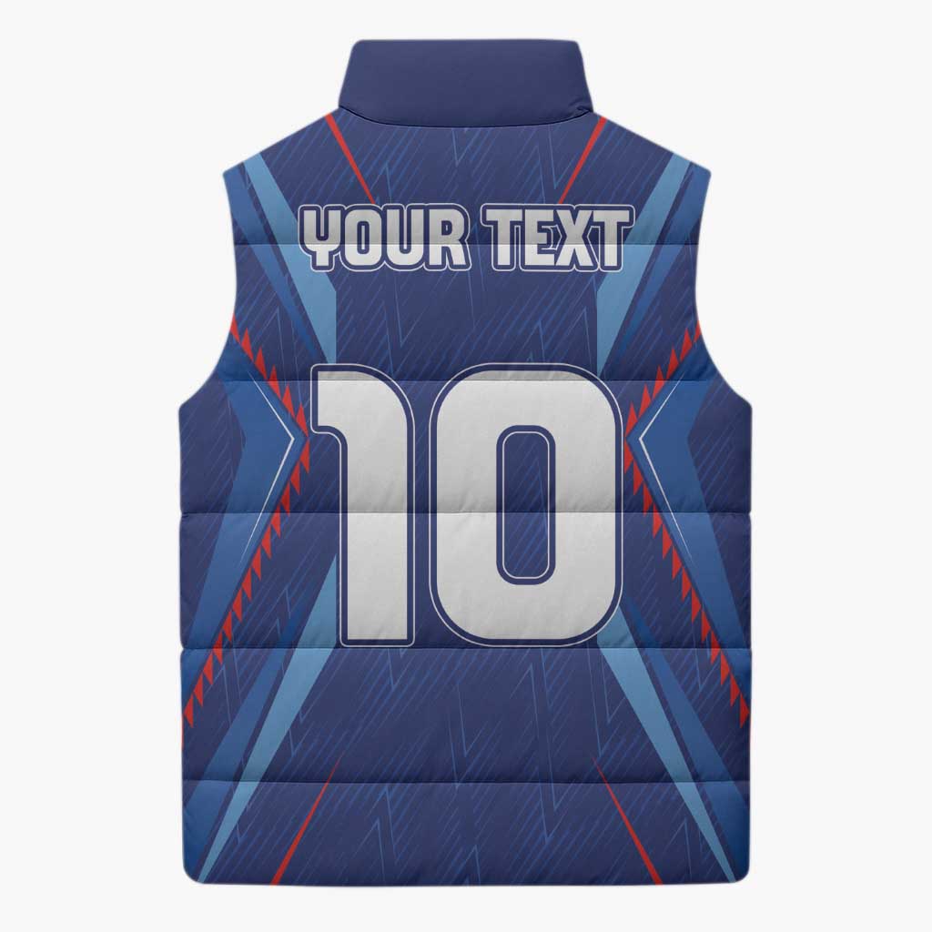 Custom Haiti National Football Sleeveless Puffer Jacket Sporty Style - Wonder Print Shop