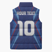 Custom Haiti National Football Sleeveless Puffer Jacket Sporty Style - Wonder Print Shop