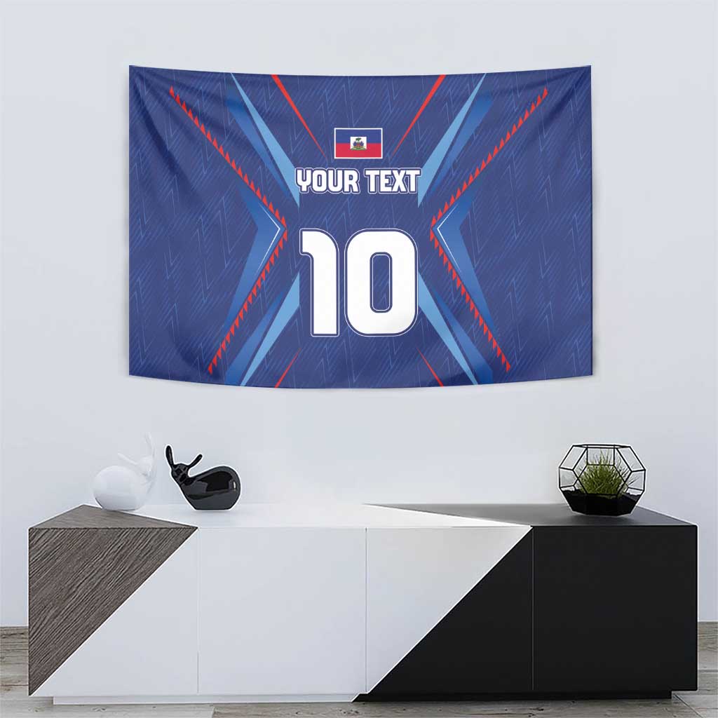 Custom Haiti National Football Tapestry Sporty Style - Wonder Print Shop