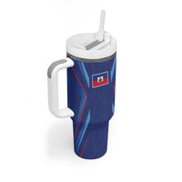 Custom Haiti National Football Tumbler With Handle Sporty Style - Wonder Print Shop
