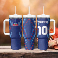 Custom Haiti National Football Tumbler With Handle Sporty Style - Wonder Print Shop