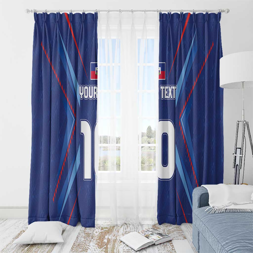 Custom Haiti National Football Window Curtain Sporty Style - Wonder Print Shop