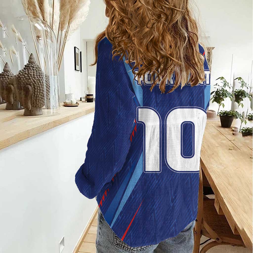 Custom Haiti National Football Women Casual Shirt Sporty Style - Wonder Print Shop