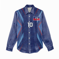 Custom Haiti National Football Women Casual Shirt Sporty Style - Wonder Print Shop