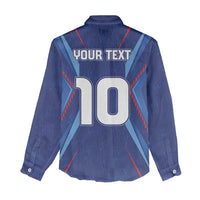 Custom Haiti National Football Women Casual Shirt Sporty Style - Wonder Print Shop