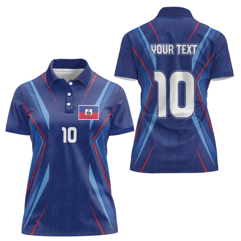 Custom Haiti National Football Women Polo Shirt Sporty Style - Wonder Print Shop