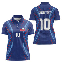 Custom Haiti National Football Women Polo Shirt Sporty Style - Wonder Print Shop